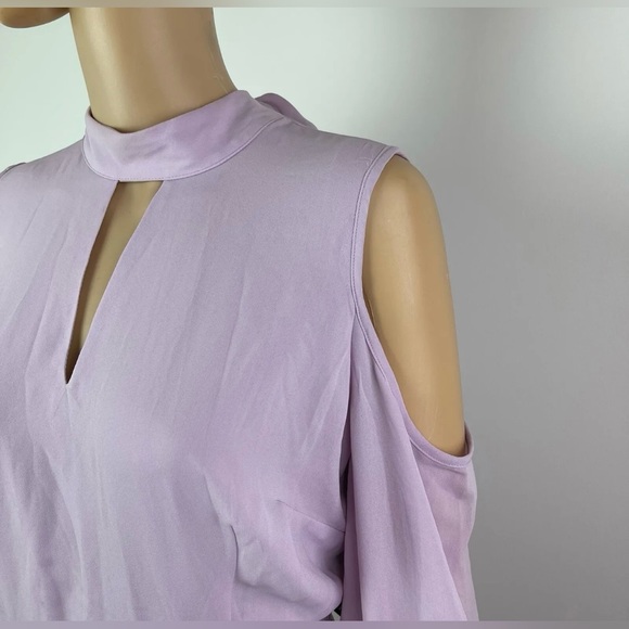 Long Sleeve Ruffle Cold Shoulder Lavender Maxi Dress - Picture 7 of 13